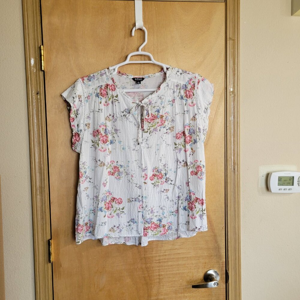 Buffalo David Button Blouse XXL Floral Top